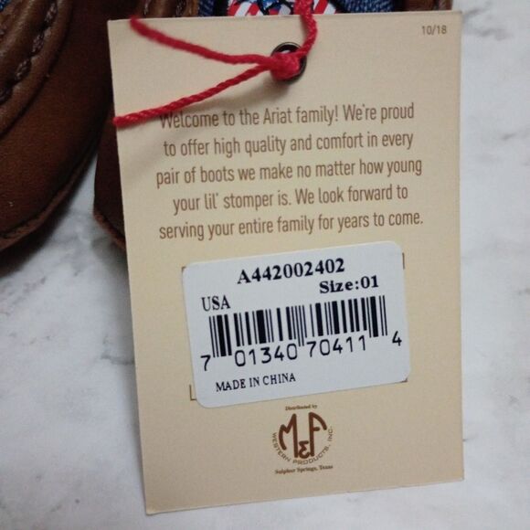 Ariat Lil Stompers with American Flag Design Size 1 ( 6 weeks to 3 Months) - Picture 8 of 11